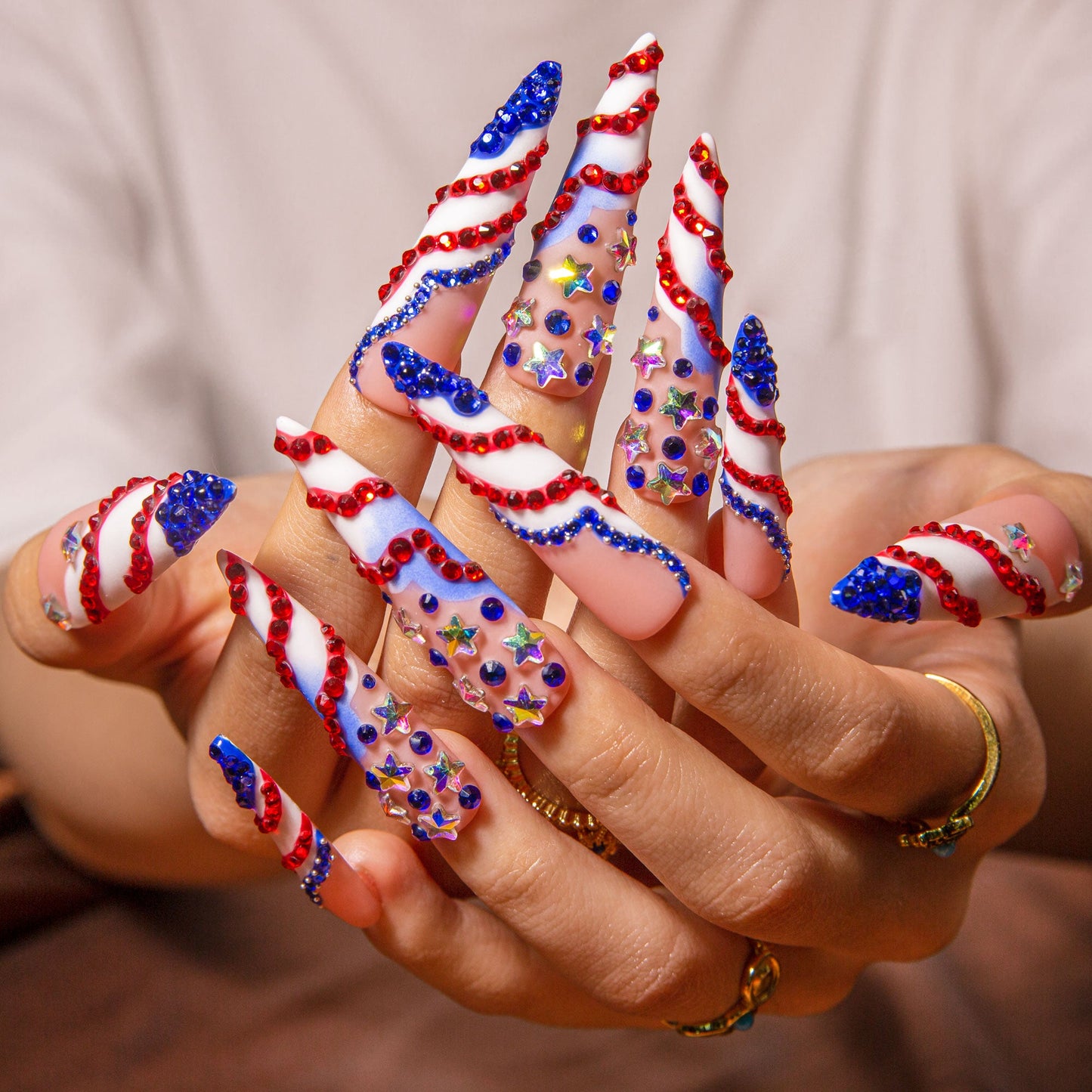 Drippin¡¯ in Freedom Handmade Nails H601