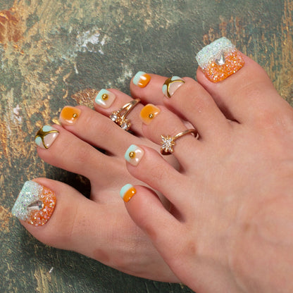 Sunset Serenade T504 Toe Nails - 20Pcs Free Size