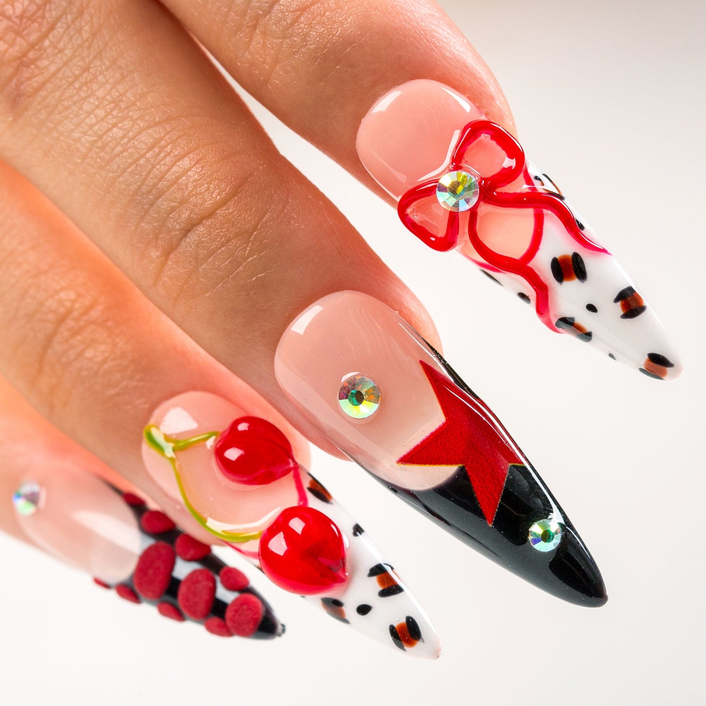 Cherry Bombshell Handmade Nails H467