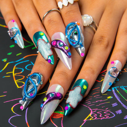 Nebula Noir Handmade Nails H465