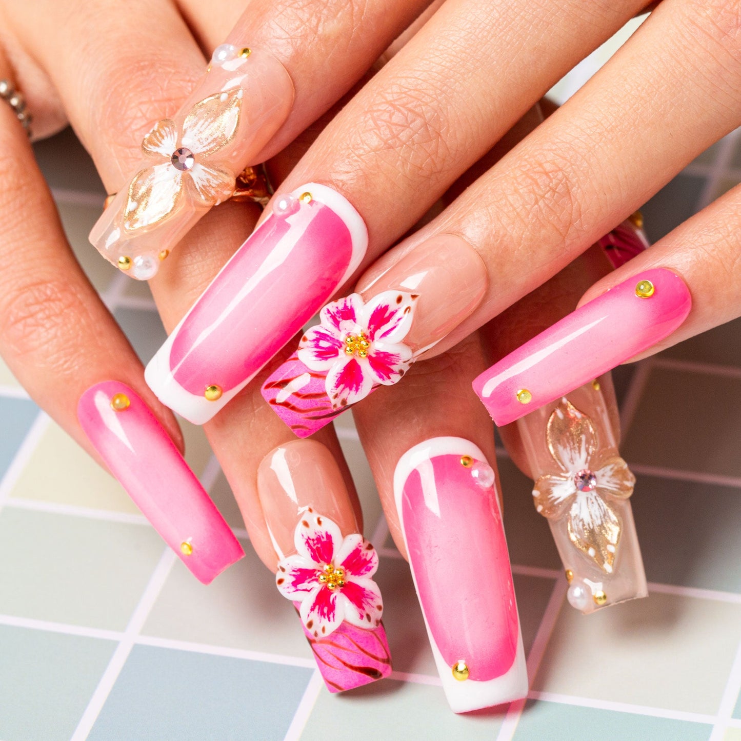 Rosewater Bloom Handmade Nails H499