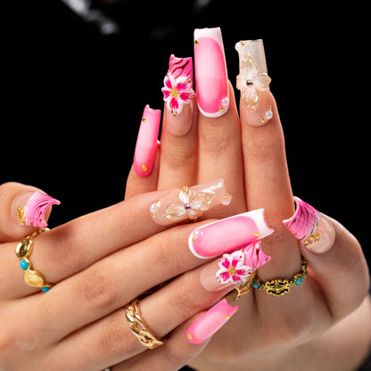 Rosewater Bloom Handmade Nails H499
