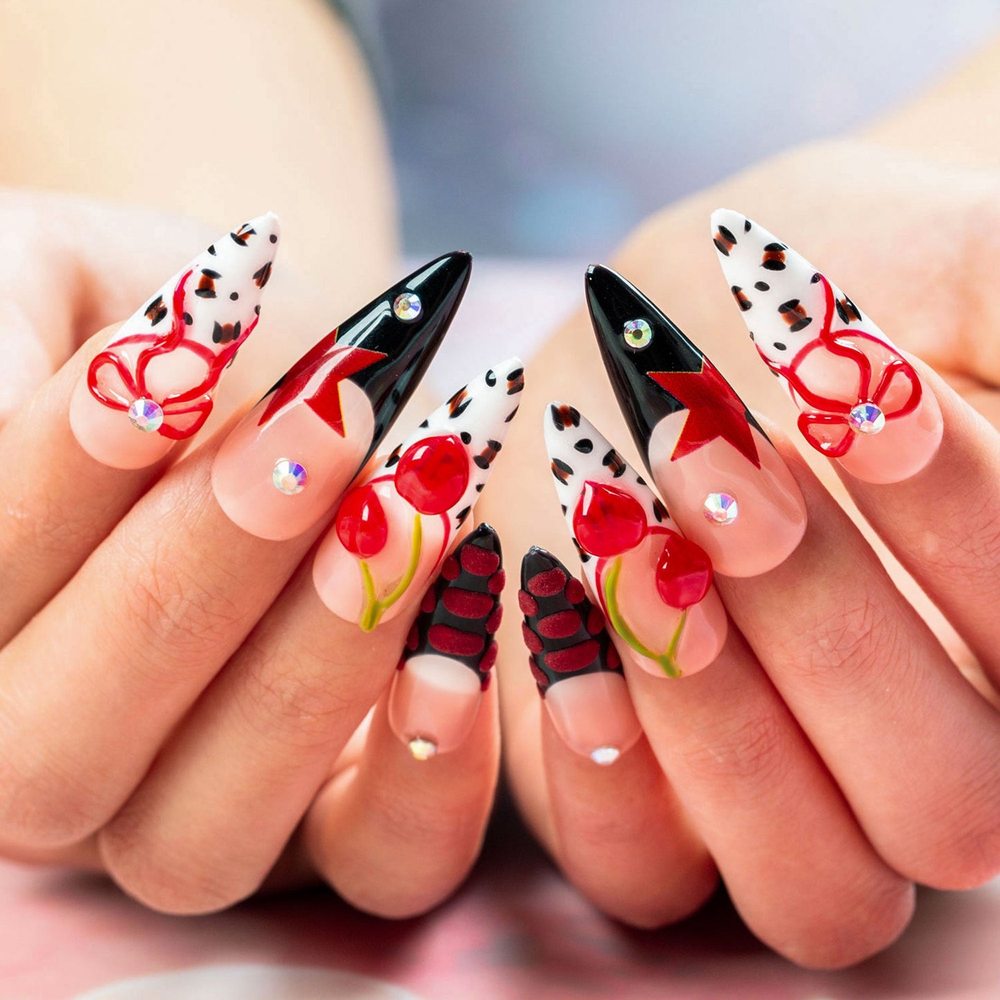 Cherry Bombshell Handmade Nails H467