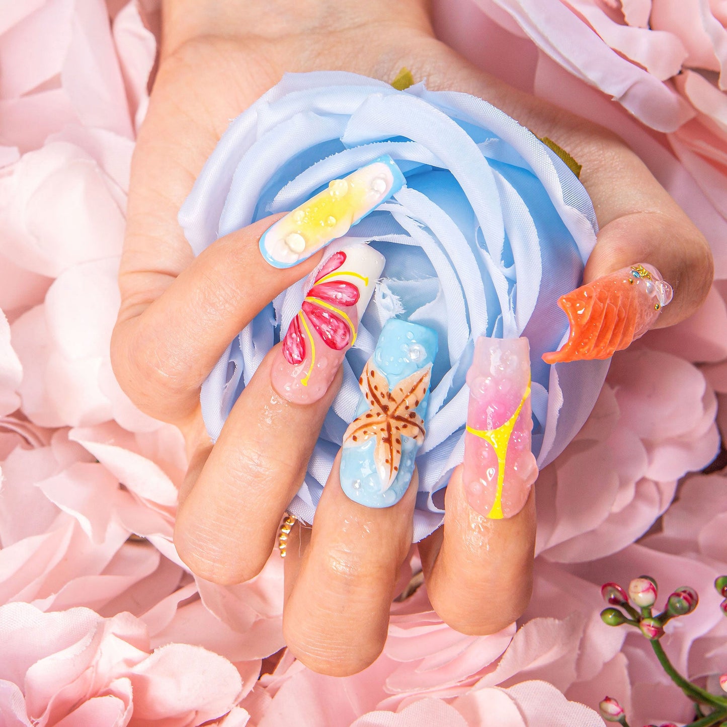 Pool Party Queen Handmade Nails H562