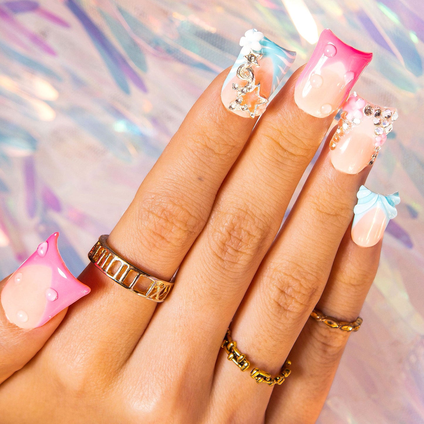 Cotton Candy Obsession Handmade Nails H581