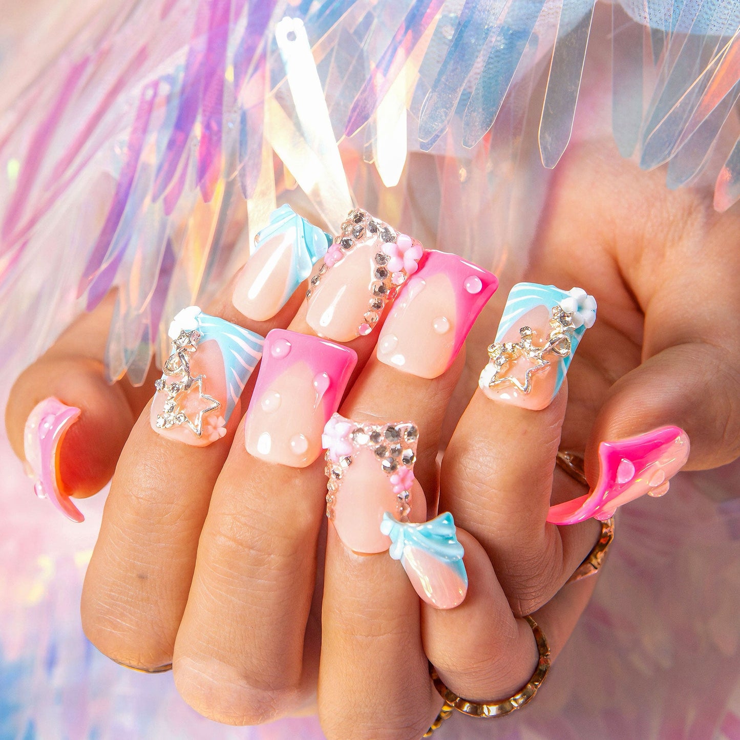 Cotton Candy Obsession Handmade Nails H581