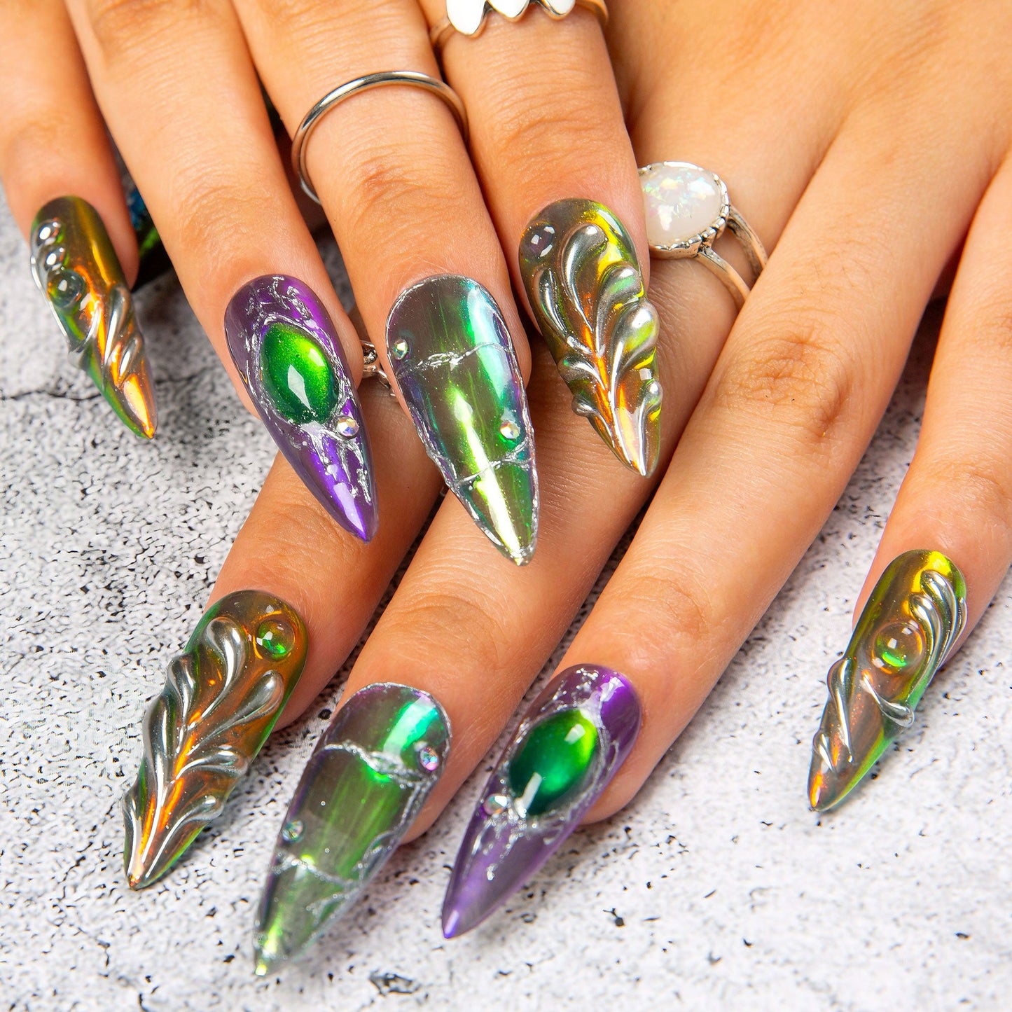 Chrome Couture Stellar Muse Handmade Nails H463
