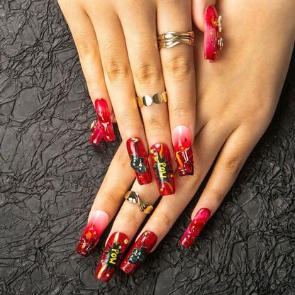 Fight Like a Girl Handmade Nails H490