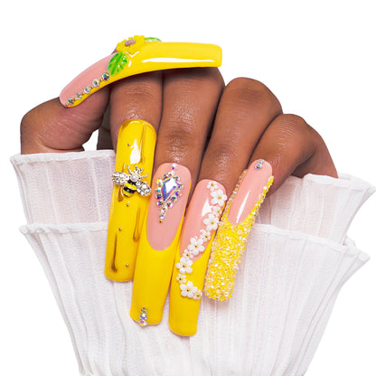 Honey Bee Yellow Handmade Nails H101