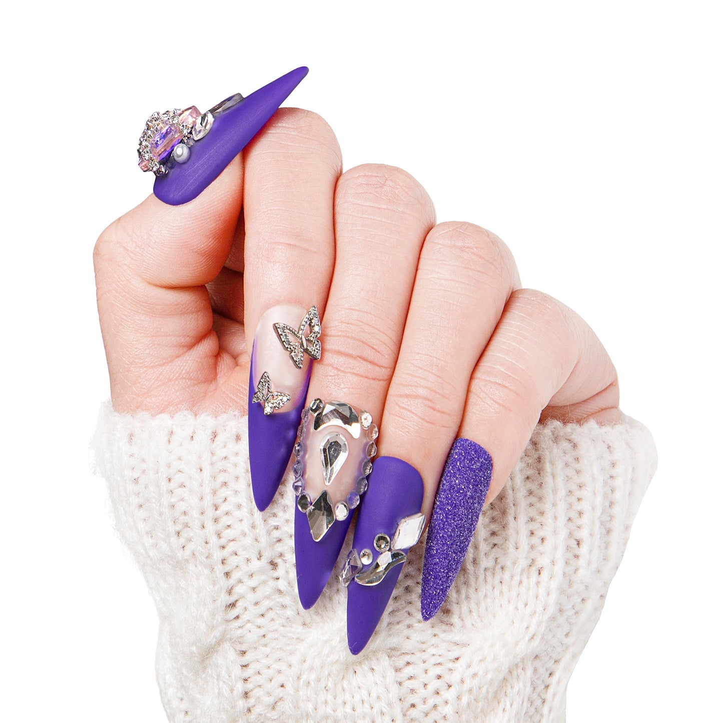 Mystique Veil Purple Handmade Nails H108