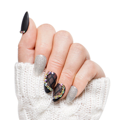 Black Lace Handmade Nails H114