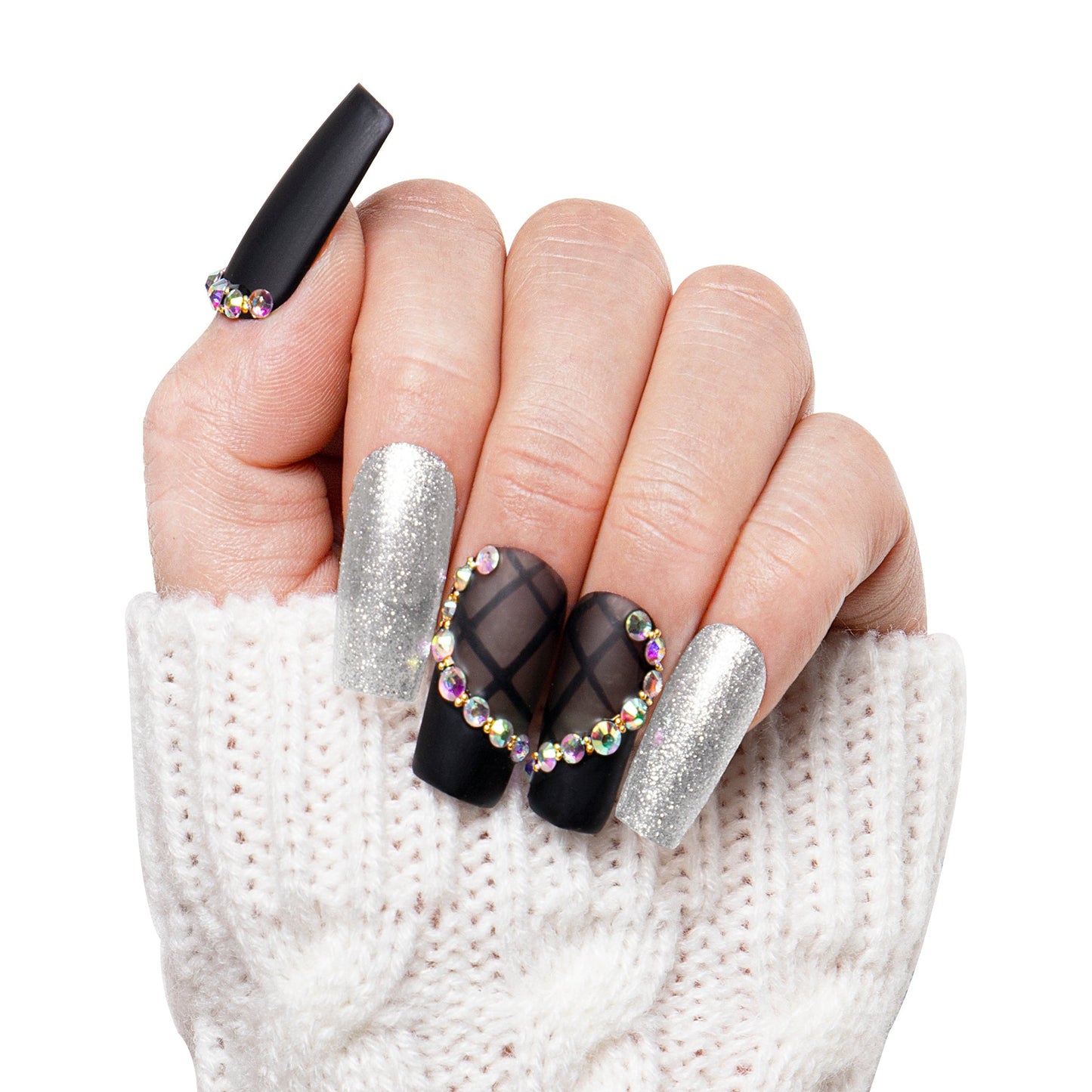 Black Lace Handmade Nails H114