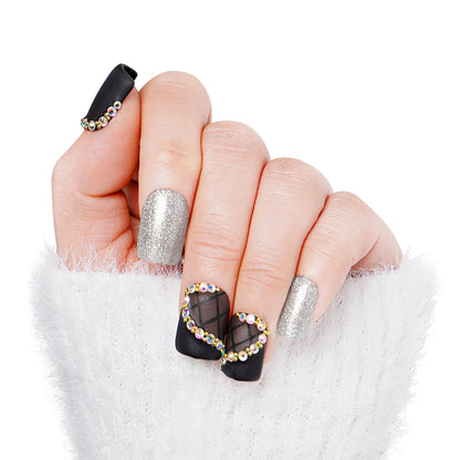 Black Lace Handmade Nails H114