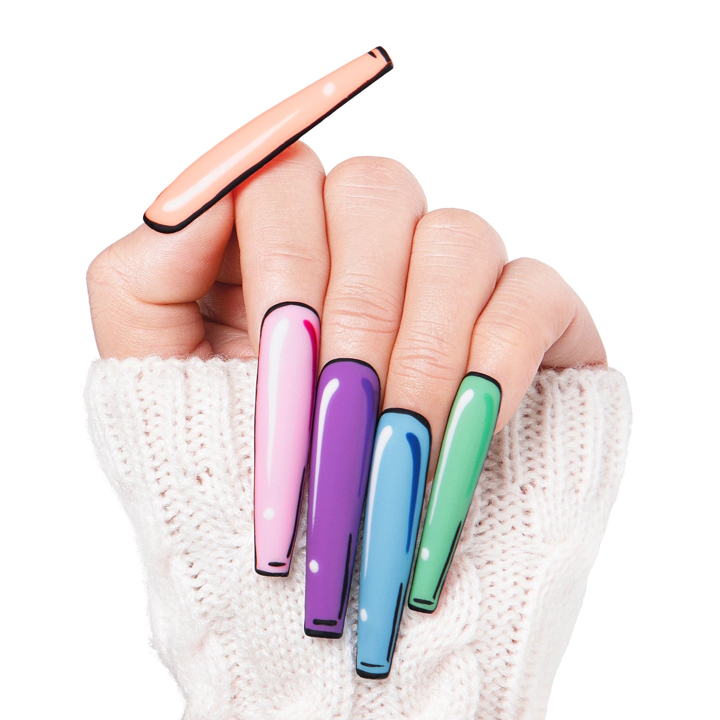 Colorful Pop Handmade Nails H116