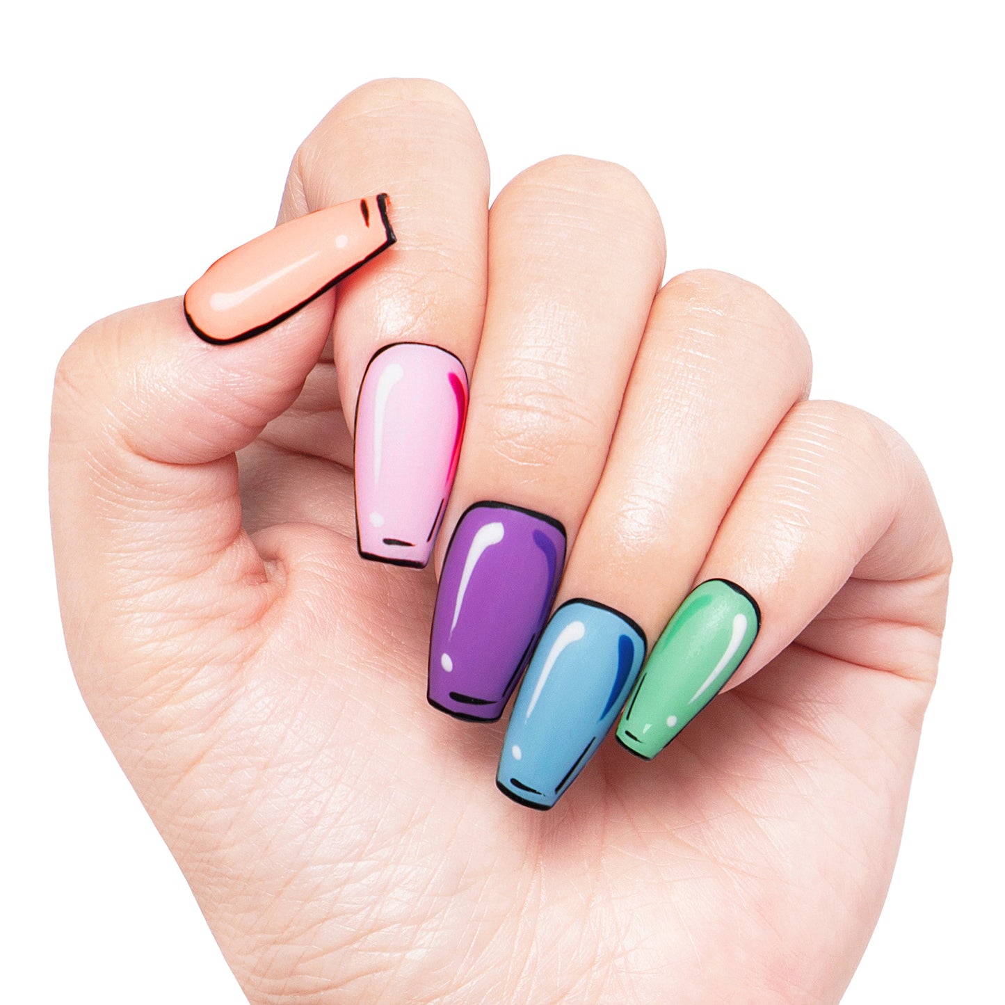 Colorful Pop Handmade Nails H116