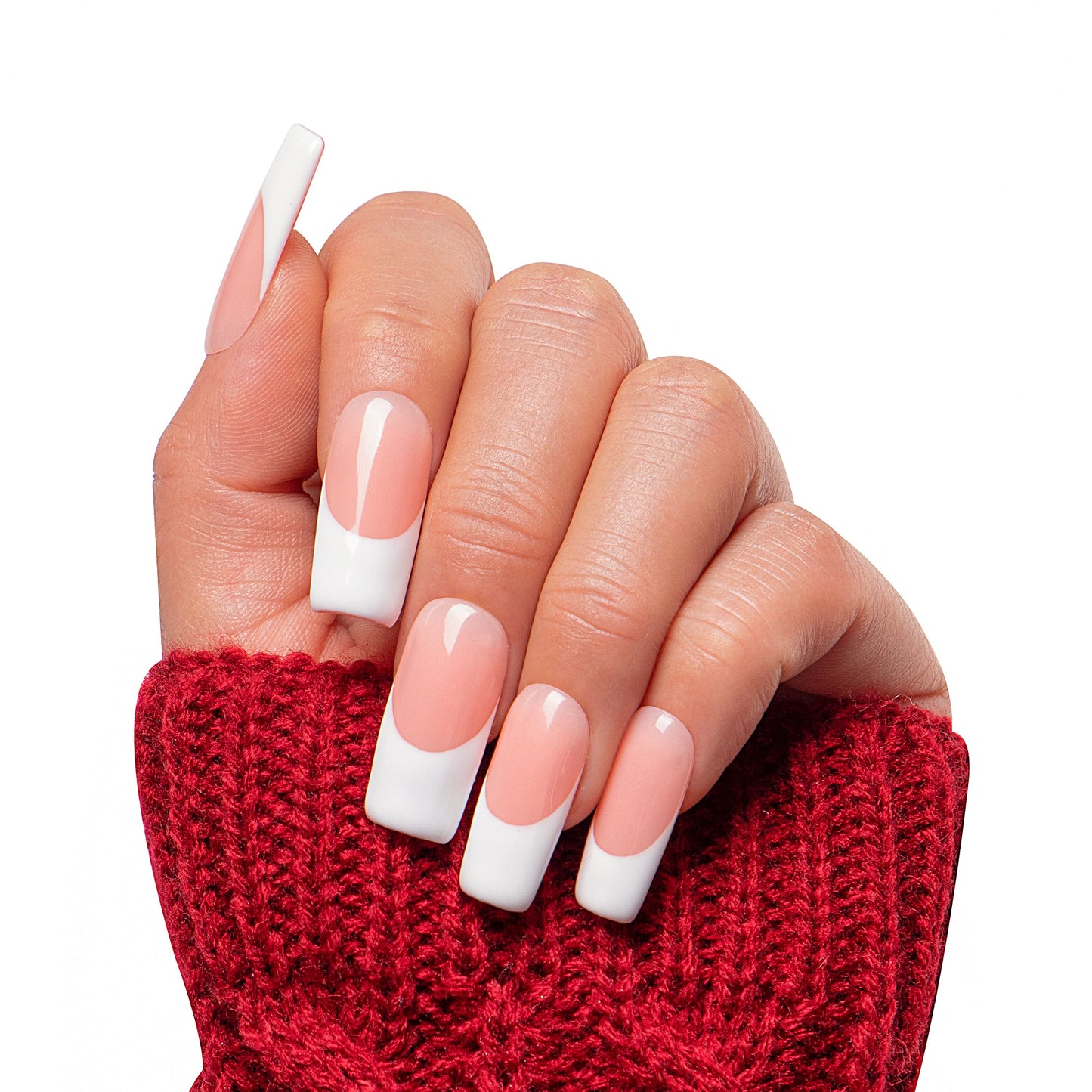 Coffee Latte French Tip Handmade Nails H12