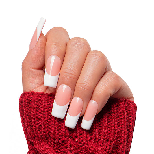 Coffee Latte French Tip Handmade Nails H12