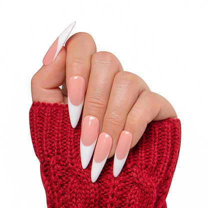 Coffee Latte French Tip Handmade Nails H12