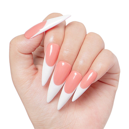 Coffee Latte French Tip Handmade Nails H12