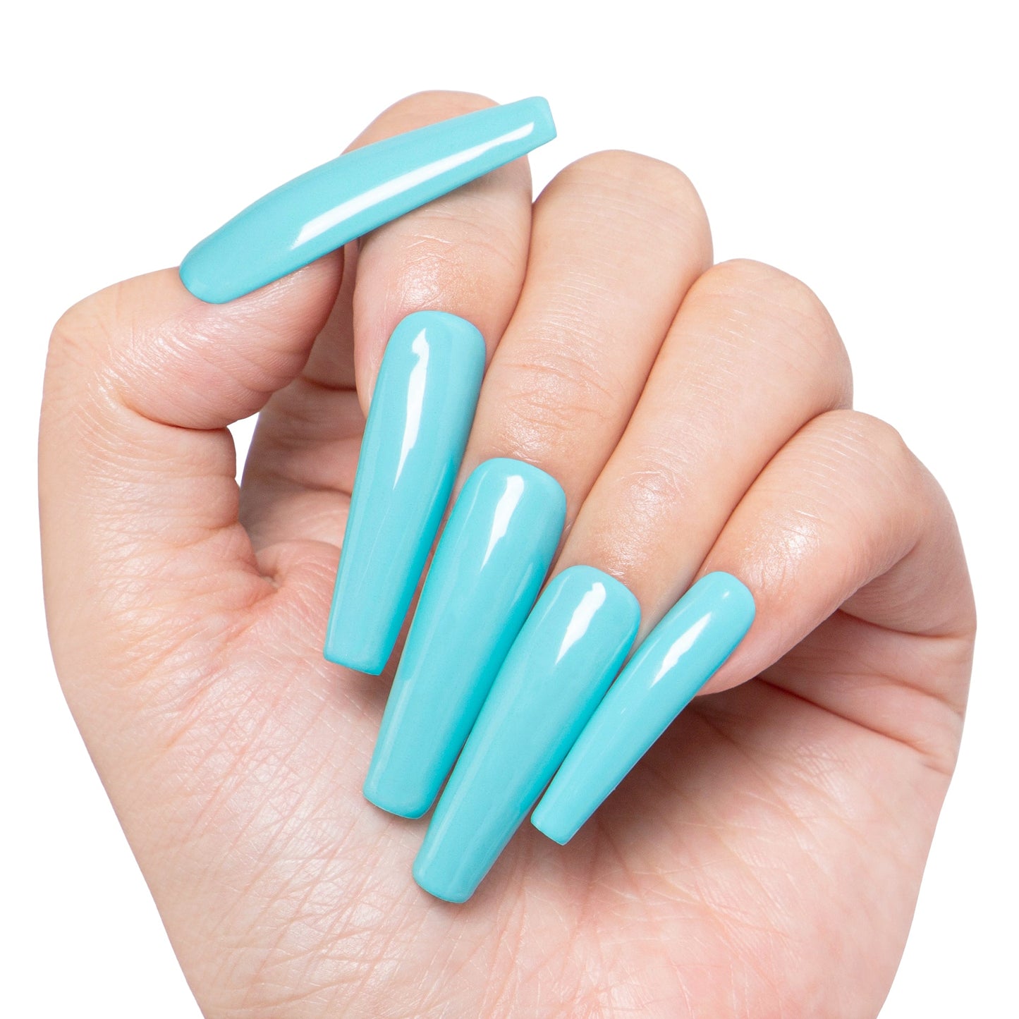 Shiny Blue Pure Color Handmade Nails H14