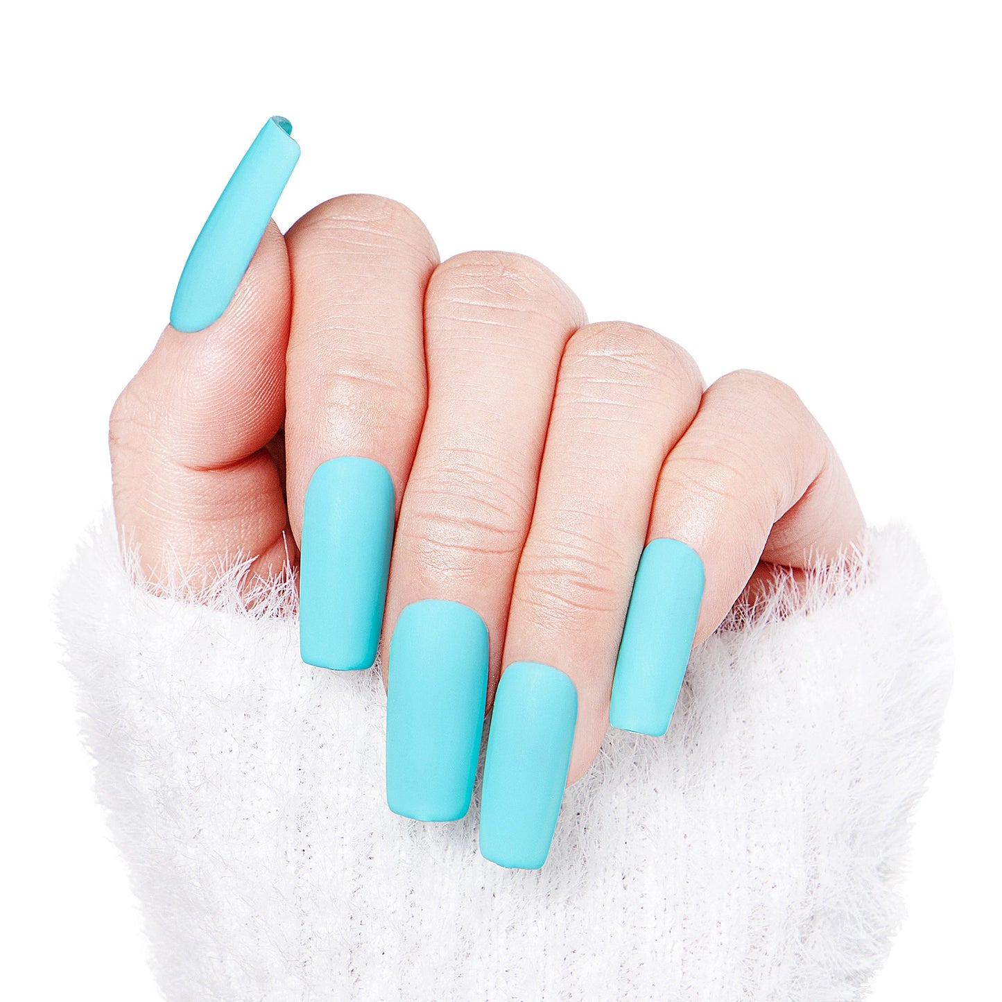 Blue Ribbon Matte Handmade Nails H15