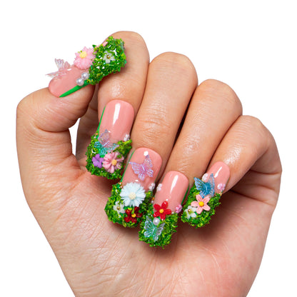 Fairy Tale Garden French Tip Handmade Nails H151