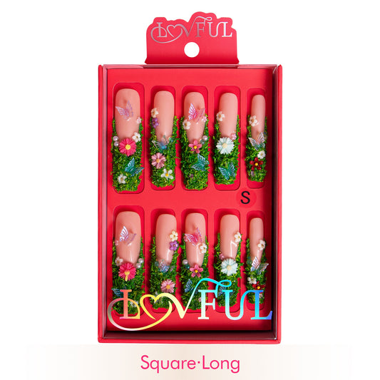 Fairy Tale Garden French Tip Handmade Nails H151