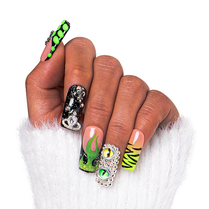 Dare to Roar French Tip Handmade Nails H153