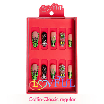 Dare to Roar French Tip Handmade Nails H153