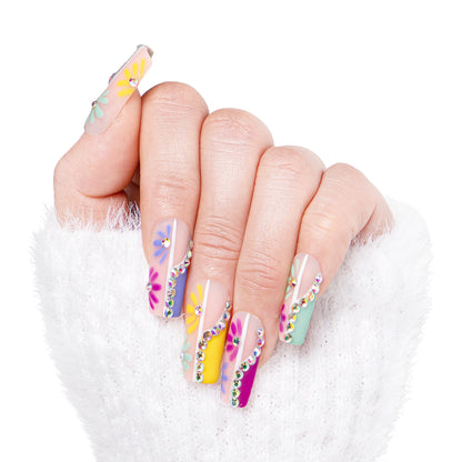 Wild Blooming French Tip Handmade Nails H156