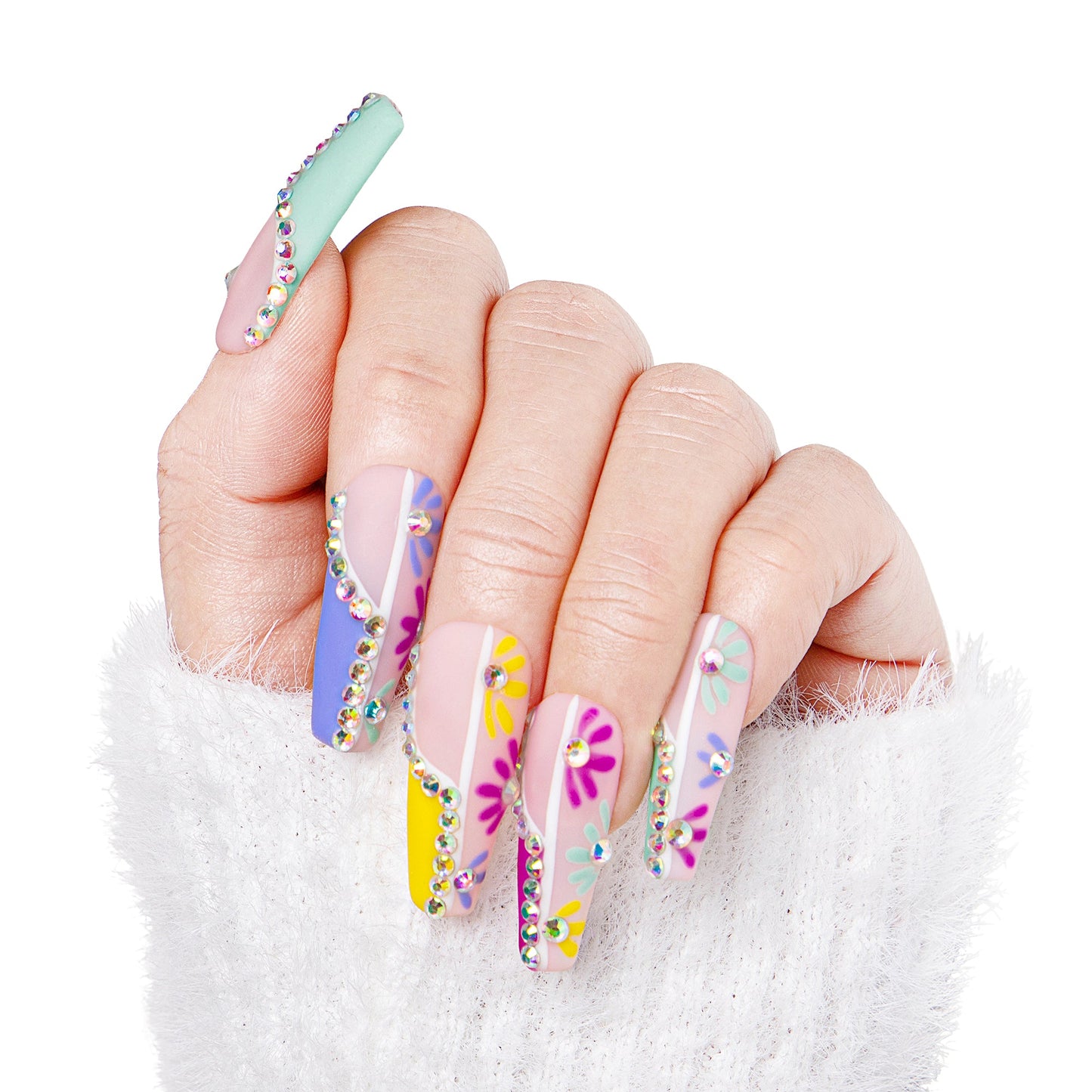 Wild Blooming French Tip Handmade Nails H156