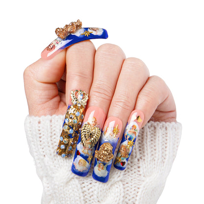 The Palace of Murals Blue Handmade Nails H174