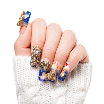 The Palace of Murals Blue Handmade Nails H174