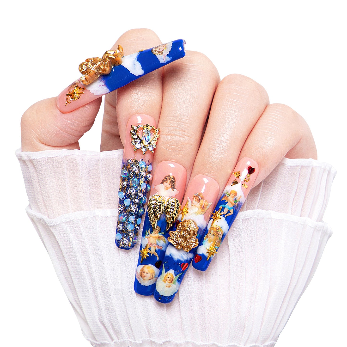 The Palace of Murals Blue Handmade Nails H174