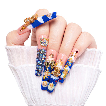 The Palace of Murals Blue Handmade Nails H174