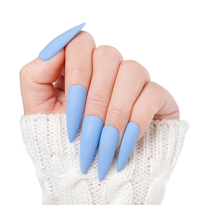 Blue Matte Pure Color Handmade Nails H18