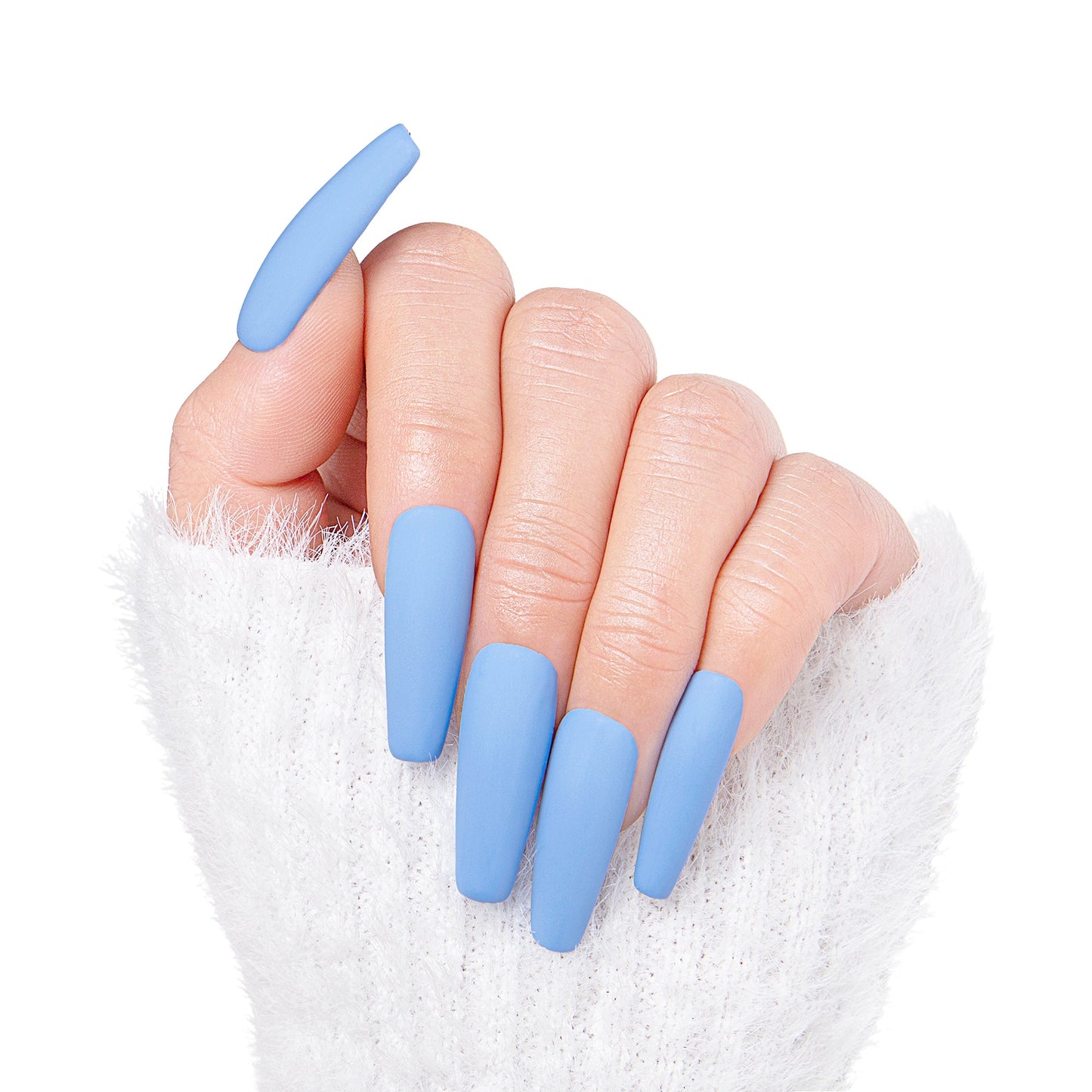 Blue Matte Pure Color Handmade Nails H18