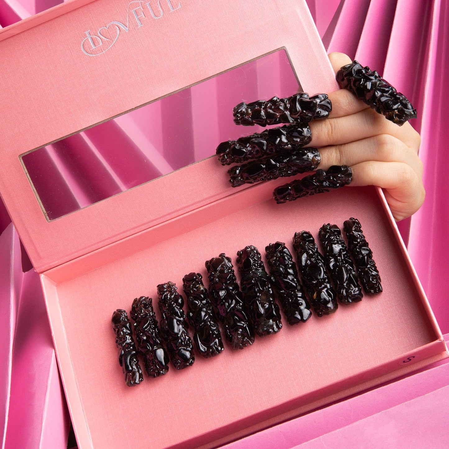 Black Obsidian Crystal Press-on Nails