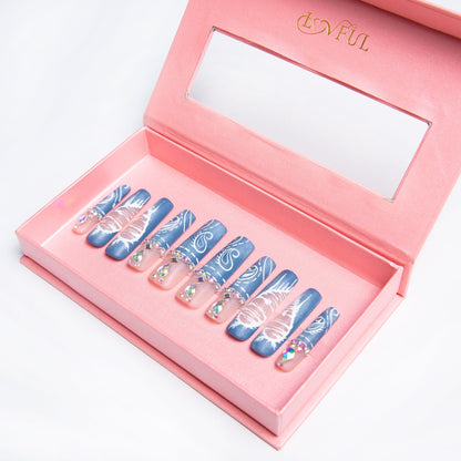 Denim Seraph Blue Handmade Nails H194