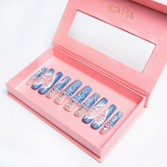 Denim Seraph Blue Handmade Nails H194