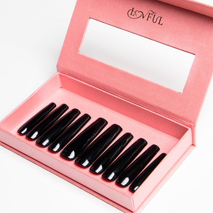 Red Sole Black and Red Handmade Nails H22