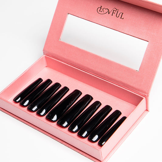 Red Sole Black and Red Handmade Nails H22