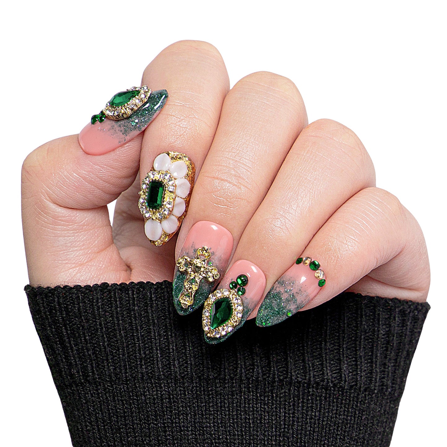 Green Enamel Handmade Nails H235
