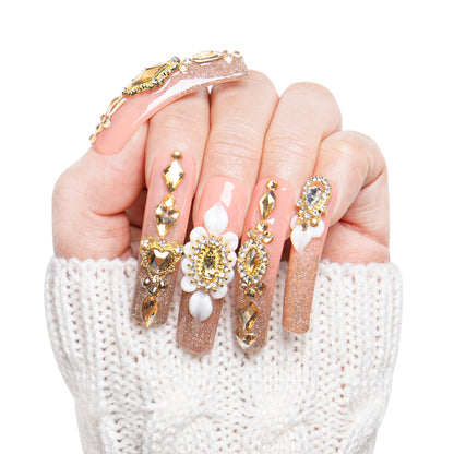 Champagne Gold Handmade Nails H238