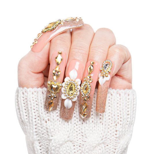 Champagne Gold Handmade Nails H238