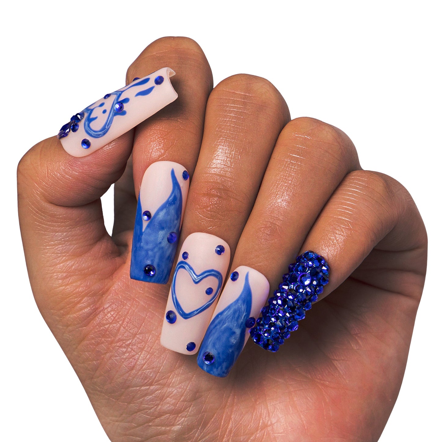 Sapphire Romance Handmade Nails H249