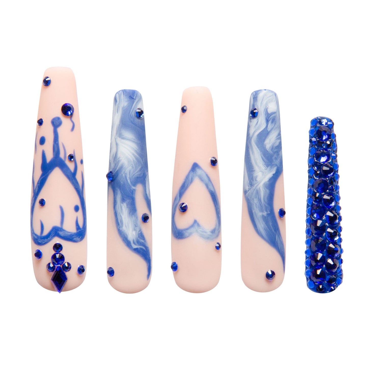 Sapphire Romance Handmade Nails H249