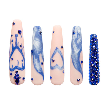 Sapphire Romance Handmade Nails H249