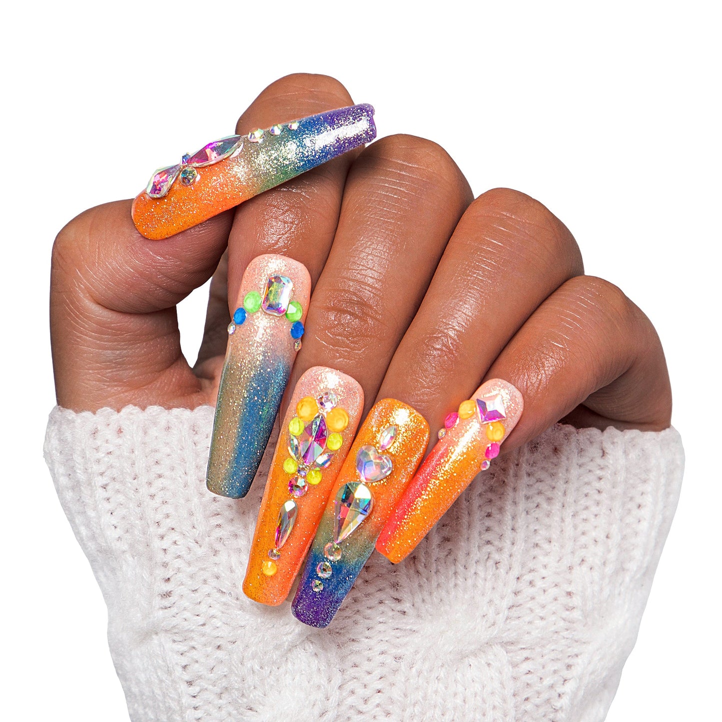 Rainbow Glass Handmade Nails H252