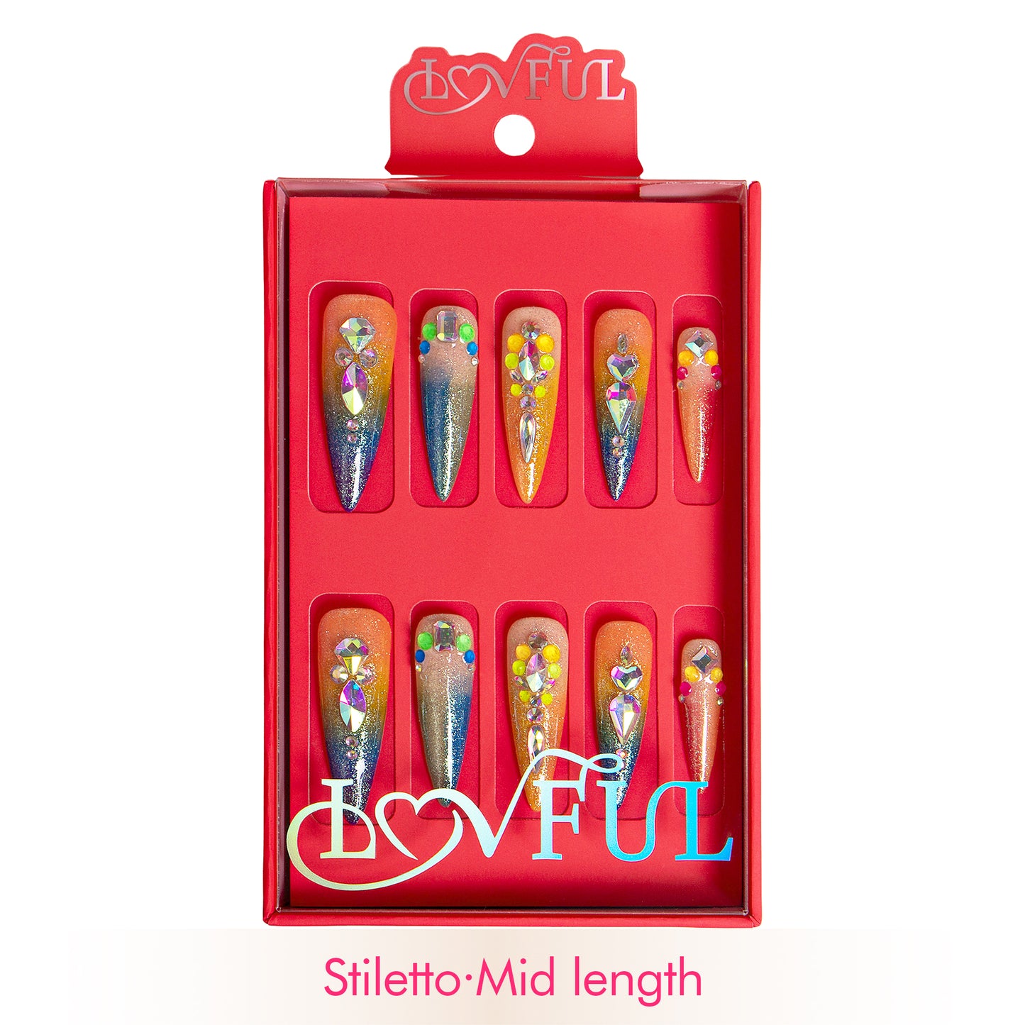 Rainbow Glass Handmade Nails H252